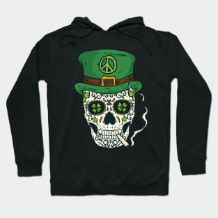 Cool Boho Sugar Skull Saint Patrick's Day Hoodie